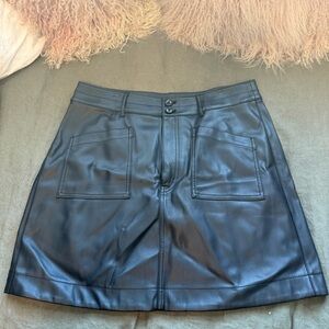 Madewell Black Faux Leather Mini Skirt
